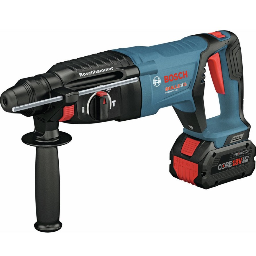 Power Tools Bosch Rotary Hammers | Bosch Gbh18V-26Dk24 18V Ec Brushless Lithium-Ion 1 In. Cordless Sds-Plus Bulldog Rotary Hammer Kit With 2 Batteries (8 Ah)