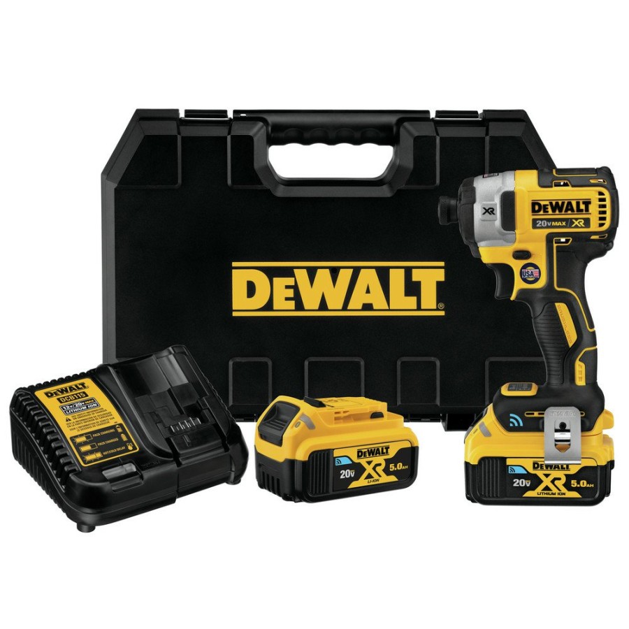 Power Tools Dewalt Impact Drivers | Dewalt Dcf888P2Bt 20V Max Xr 5.0 Ah Cordless Lithium-Ion Brushless Tool Connect 1/4 In. Impact Driver Kit