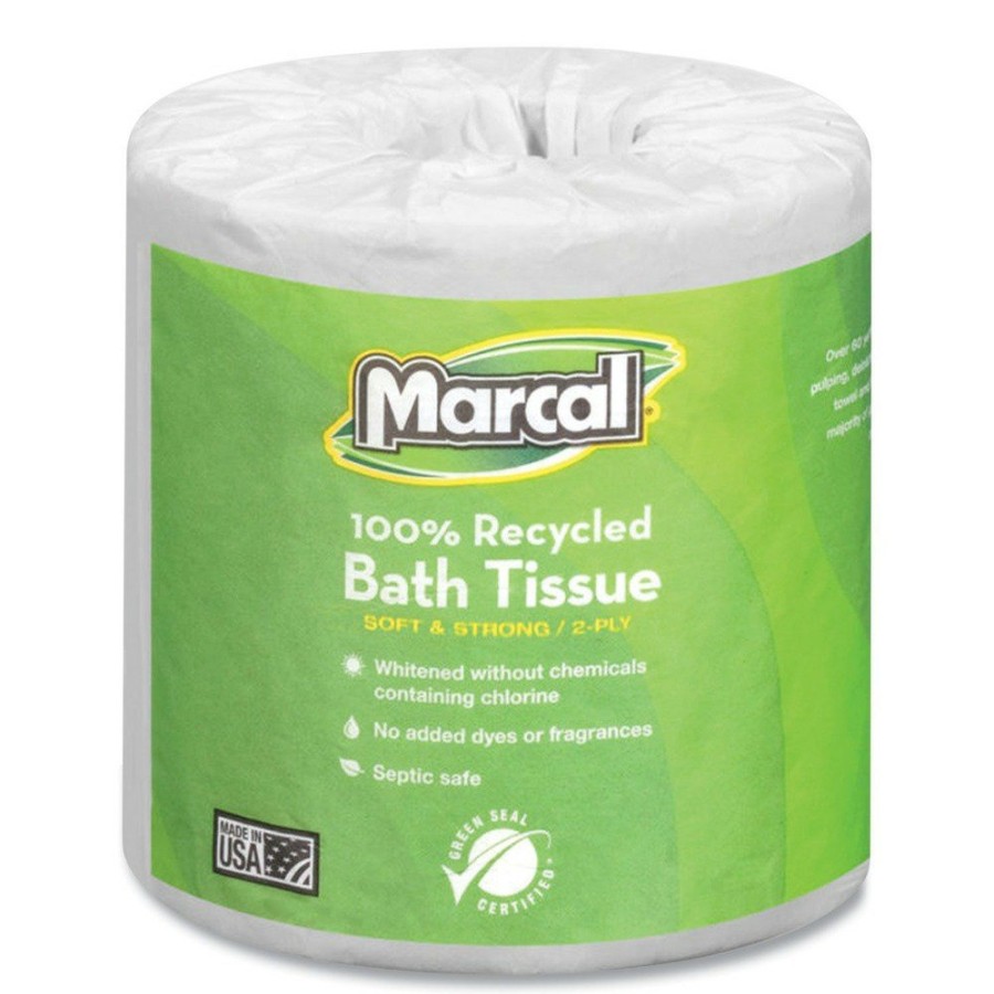 Facility Maintenance & Supplies Marcal | Marcal 6079 2 Ply 100% Recycled Septic Safe Bath Tissues - White (48/Carton)