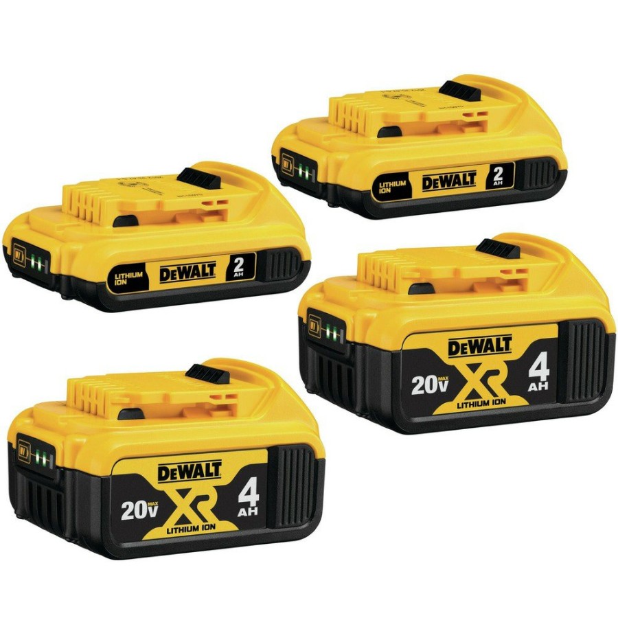 Batteries & Chargers Dewalt | Dewalt Dcb324-4 (4) 20V Max 4 Ah And 2 Ah Lithium Ion Batteries