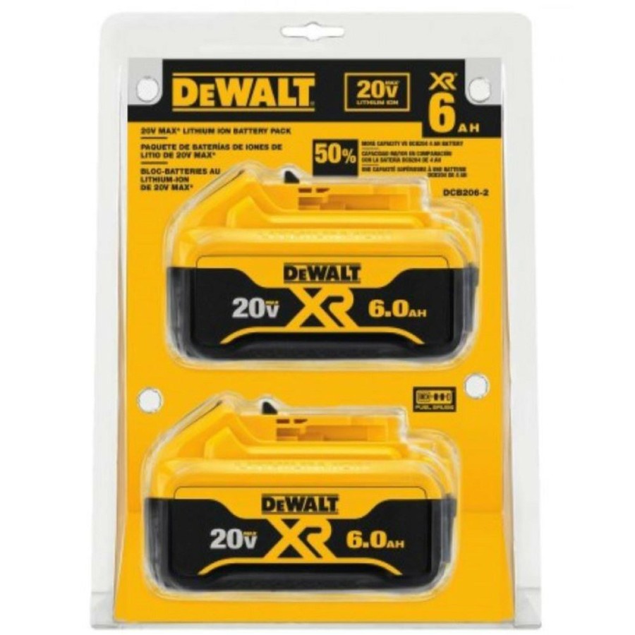 Batteries & Chargers Dewalt | Dewalt Dcb206-2 (2-Pack) 20V Max Xr 6 Ah Lithium-Ion Batteries