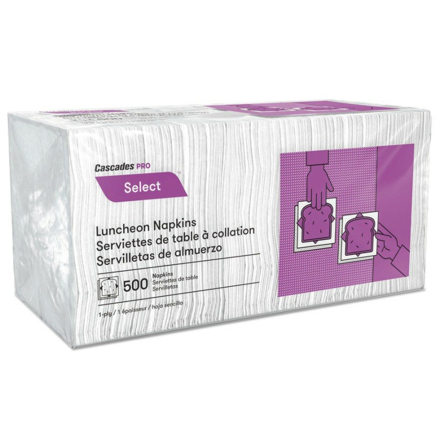 Facility Maintenance & Supplies Cascades PRO | Cascades Pro N020 12 In. X 12 In. 1 Ply Select Luncheon Napkins - White (6000/Carton)