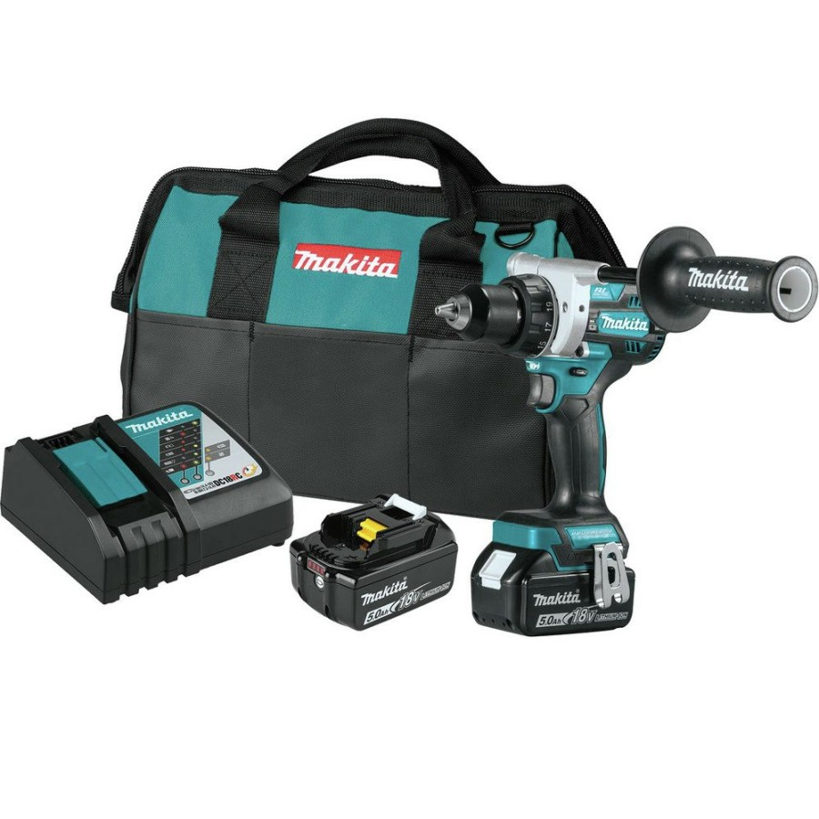 Power Tools Makita Hammer Drills | Makita Xfd14T 18V Lxt Brushless Lithium-Ion 1/2 In. Cordless Driver Drill Kit With 2 Batteries (5 Ah)