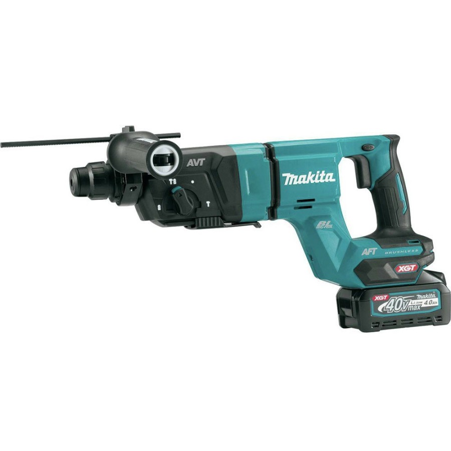 Power Tools Makita Rotary Hammers | Makita Grh07M1 40V Max Xgt Brushless Lithium-Ion 1-1/8 In. Cordless Aft/Aws Capable Accepts Sds-Plus Bits Avt D-Handle Rotary Hammer Kit (4 Ah)