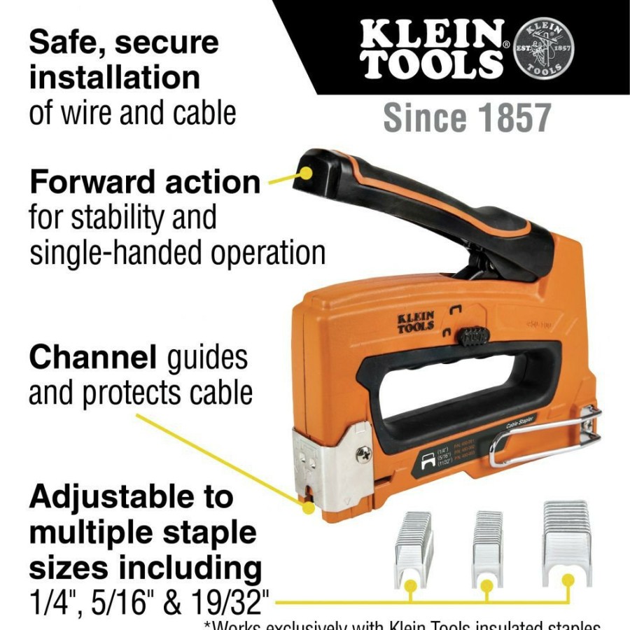 Power Tools Klein Tools Staplers | Klein Tools 450-100 Loose Cable Stapler