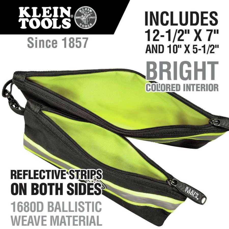 Tool Storage Klein Tools | Klein Tools 55599 High Visibility Zipper Bags (2/Pack)