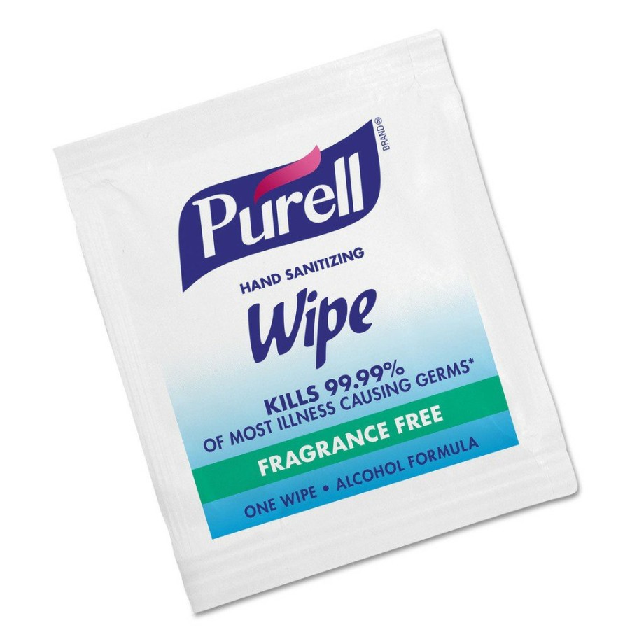 Facility Maintenance & Supplies PURELL Hand Wipes | Purell 9022-10 5 In. X 7 In. Individually Wrapped Sanitizing Hand Wipes - Unscented, White (100/Box)