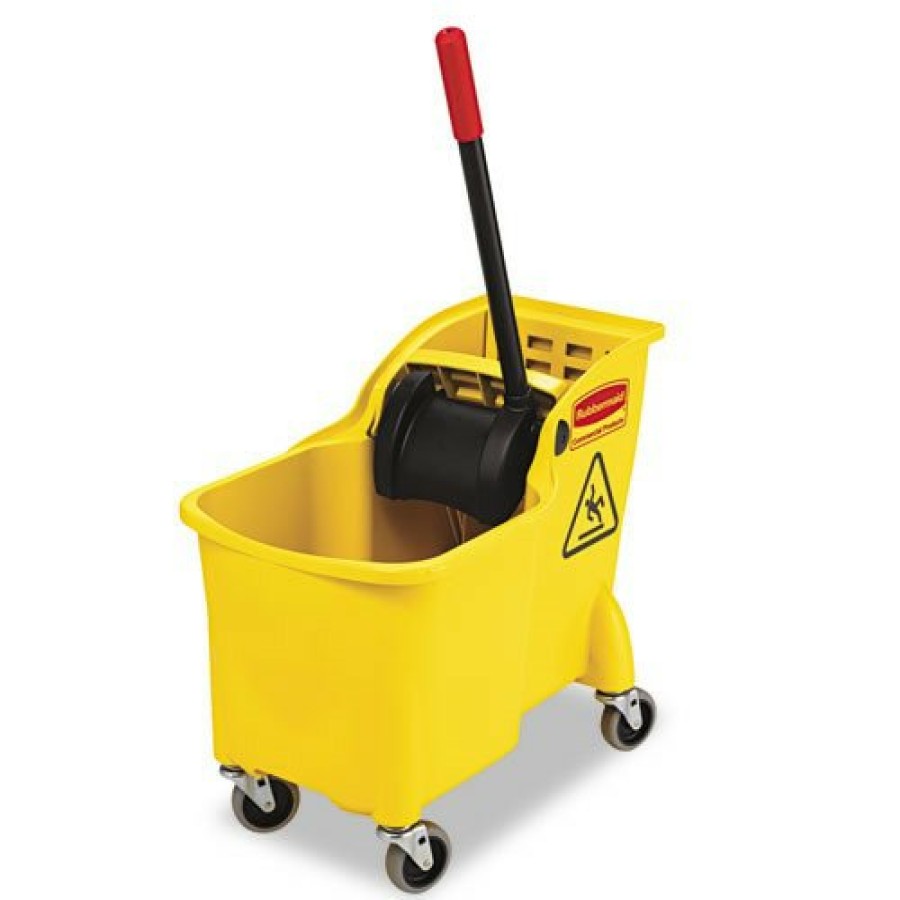 Facility Maintenance & Supplies Rubbermaid Commercial Cleaning Tools | Rubbermaid Commercial Fg738000Yel Tandem 31 Quart Reverse Mop Bucket/Wringer Combo - Yellow