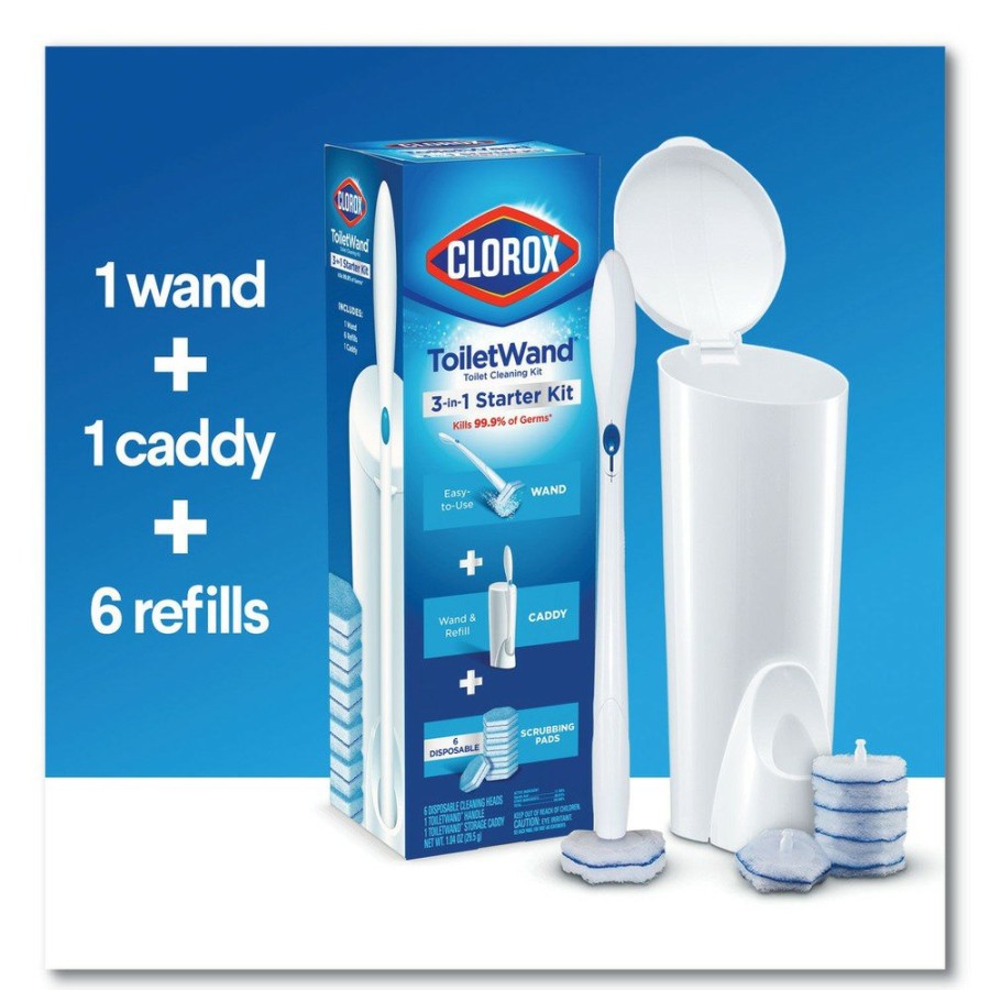 Plumbing And Drain Cleaning Clorox | Clorox 03191 Toiletwand Disposable Toilet Cleaning System With Caddy And Refills - White (1-Kit)