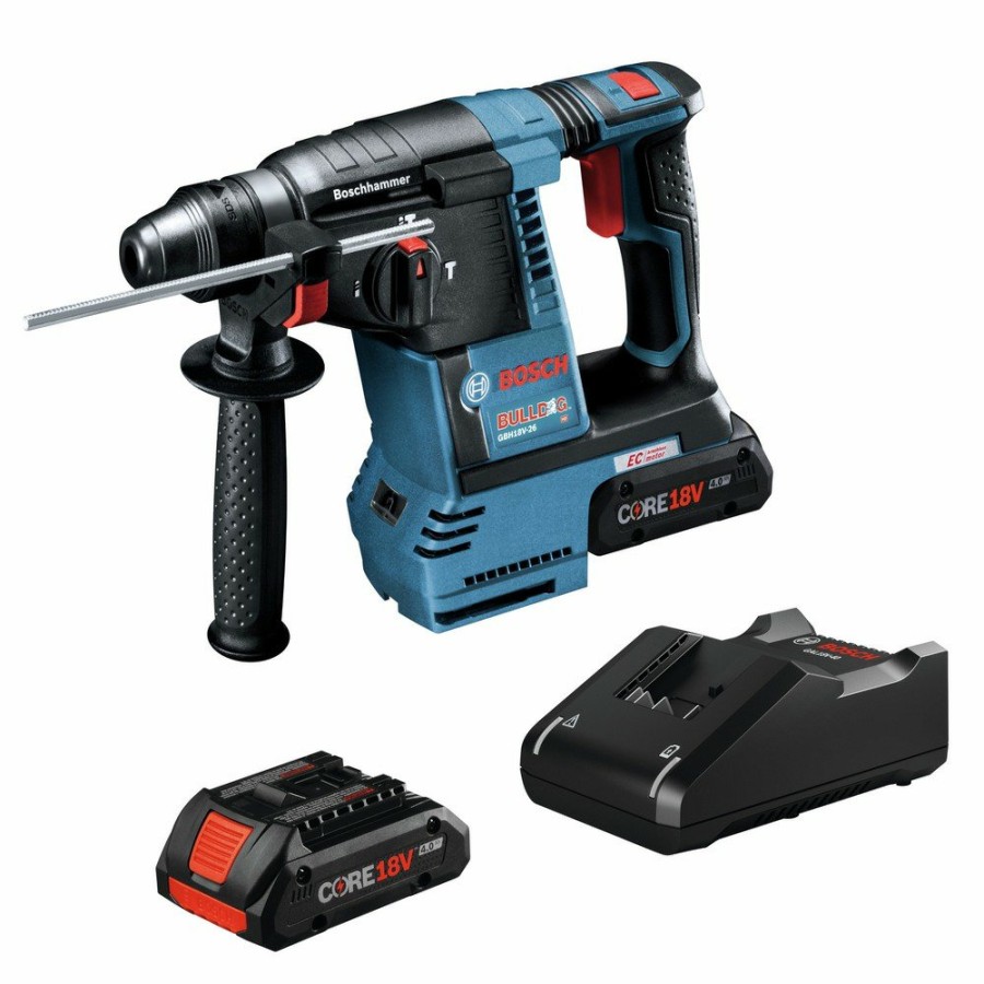 Power Tools Bosch Rotary Hammers | Factory Reconditioned Bosch Gbh18V-26K25-Rt 18V Brushless Lithium-Ion 1 In. Cordless Sds-Plus Bulldog Rotary Hammer Kit With 2 Batteries (4 Ah)