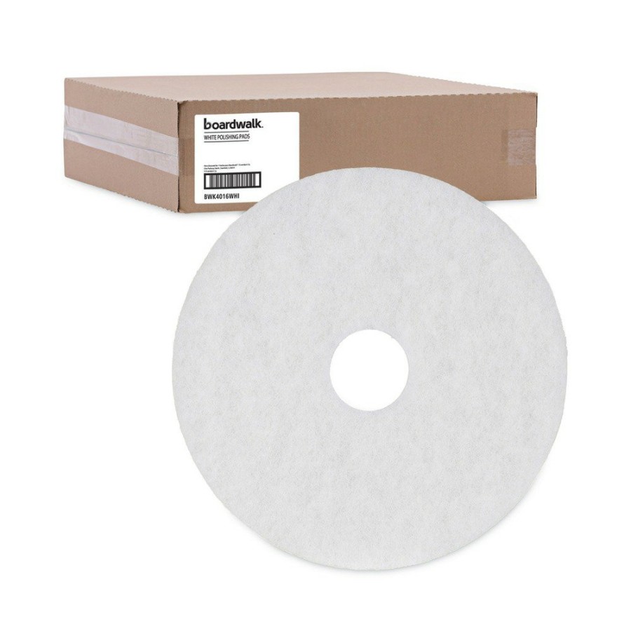 Facility Maintenance & Supplies Boardwalk Cleaners | Boardwalk Bwk4016Whi 16 In. Polishing Floor Pads - White (5/Carton)