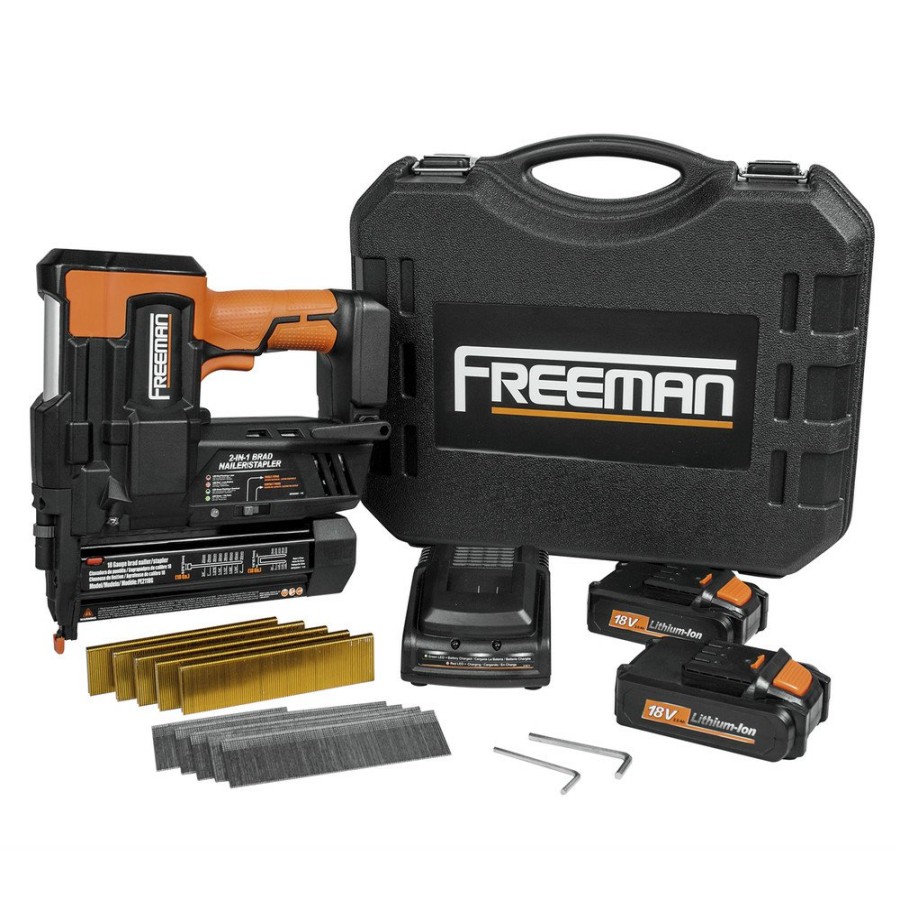 Power Tools Freeman Nailers | Freeman Pe2118G 18V 2-In-1 18 Gauge Cordless Nailer And Stapler