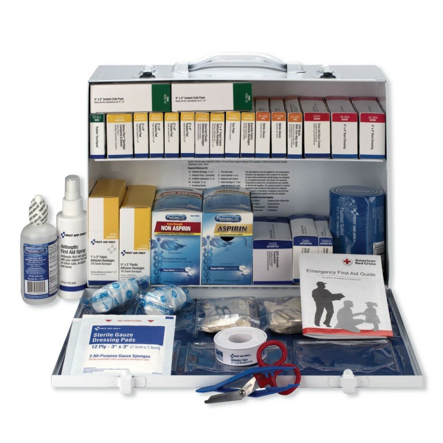 Safety Equipment First Aid Only First Aid And Emergency Kits | First Aid Only 90573 Ansi 2015 Class Bplus Type I And Ii Industrial First Aid Kit For 75 People With Metal Case (1-Kit)