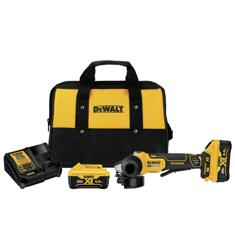 Power Tools Dewalt Angle Grinders | Dewalt Dcg413R2 20V Max Xr Brushless Lithium-Ion 4-1/2 In. Cordless Paddle Switch Small Angle Grinder With Kickback Brake Kit With (2) 6 Ah Batteries