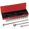 Hand Tools Klein Tools Socket Sets | Klein Tools 65512 16-Piece 1/2 In. Drive 12 Point Sae Socket Wrench Set