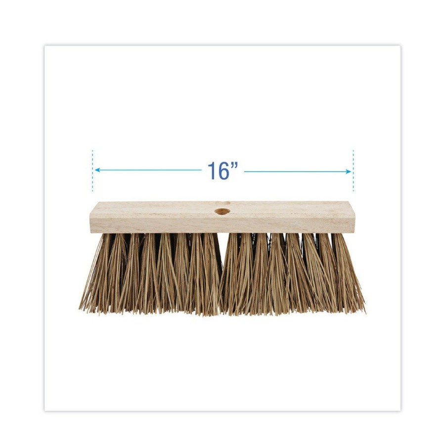 Facility Maintenance & Supplies Boardwalk Cleaning Tools | Boardwalk Bwk71160 6.25 In. Palmyra Fiber Bristles 16 In. Brush Street Broom Head - Brown