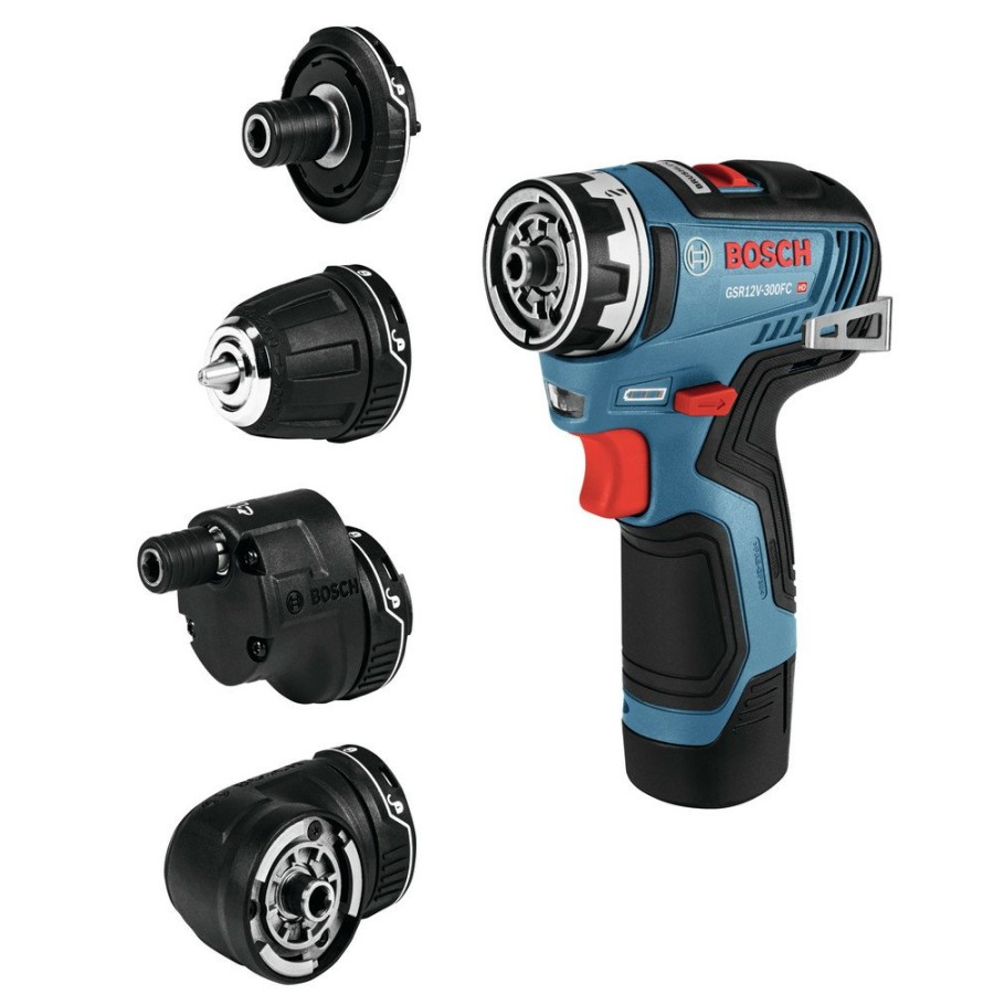 Power Tools Bosch Drill Drivers | Factory Reconditioned Bosch Gsr12V-300Fcb22-Rt Flexiclick 12V Max Ec Brushless Lithium-Ion 5-In-1 Cordless Drill Driver System Kit With 2 Batteries (2 Ah)