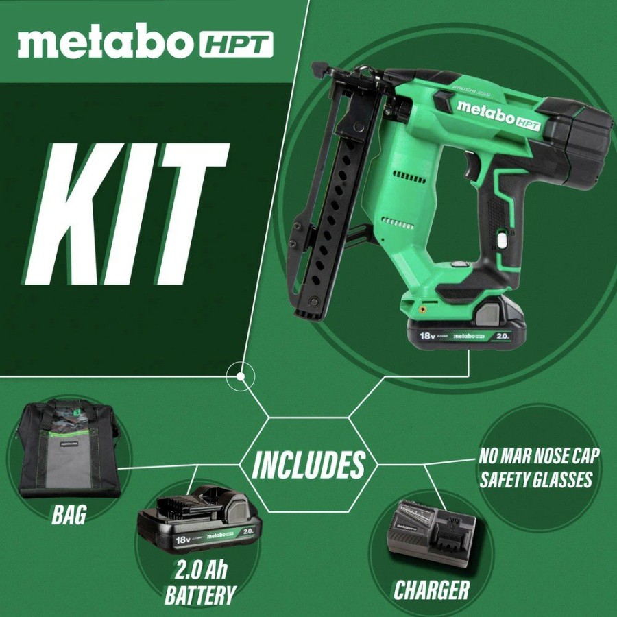 Power Tools Metabo HPT Staplers | Metabo Hpt N1804Dam 18V Multivolt Brushless 18-Gauge Lithium-Ion 1/4 In. Cordless Narrow Crown Stapler Kit (2 Ah)