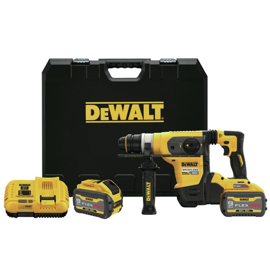 Power Tools Dewalt Rotary Hammers | Dewalt Dch416X2 60V Max Brushless Lithium-Ion 1-1/4 In. Cordless Sds Plus Rotary Hammer Kit With 2 Batteries (9 Ah)