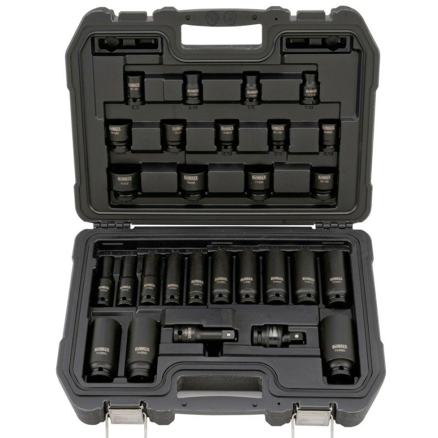 Power Tool Accessories Dewalt Sockets | Dewalt Dwmt19244 (28-Piece) 1/2 In. Drive 6-Point Standard And Deep Impact Socket Set