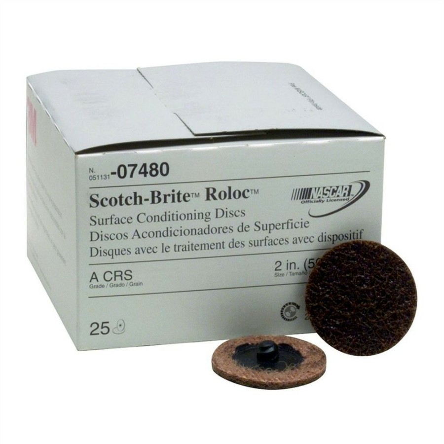 Automotive 3M Body Repair Kits | 3M 7480 25-Piece Coarse 2 In. Scotch-Brite Roloc Surface Conditioning Disc Set