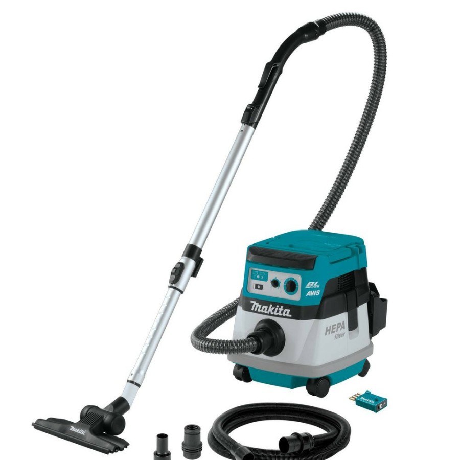 Vacuums Makita | Makita Xcv22Zu 36V (18V X2) Lxt Brushless Lithium-Ion 2.1 Gallon Cordless Aws Hepa Filter Dry Dust Extractor / Vacuum (Tool Only)