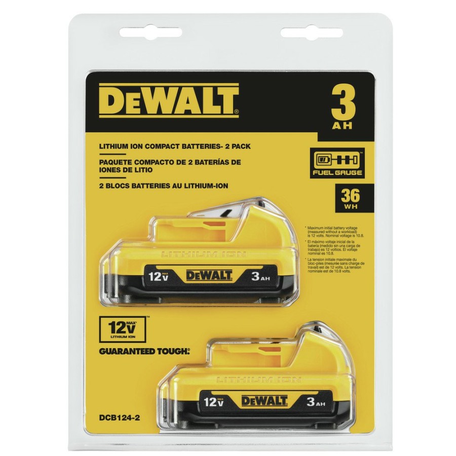 Batteries & Chargers Dewalt | Dewalt Dcb124-2 2-Piece 12V Max 3 Ah Lithium-Ion Batteries