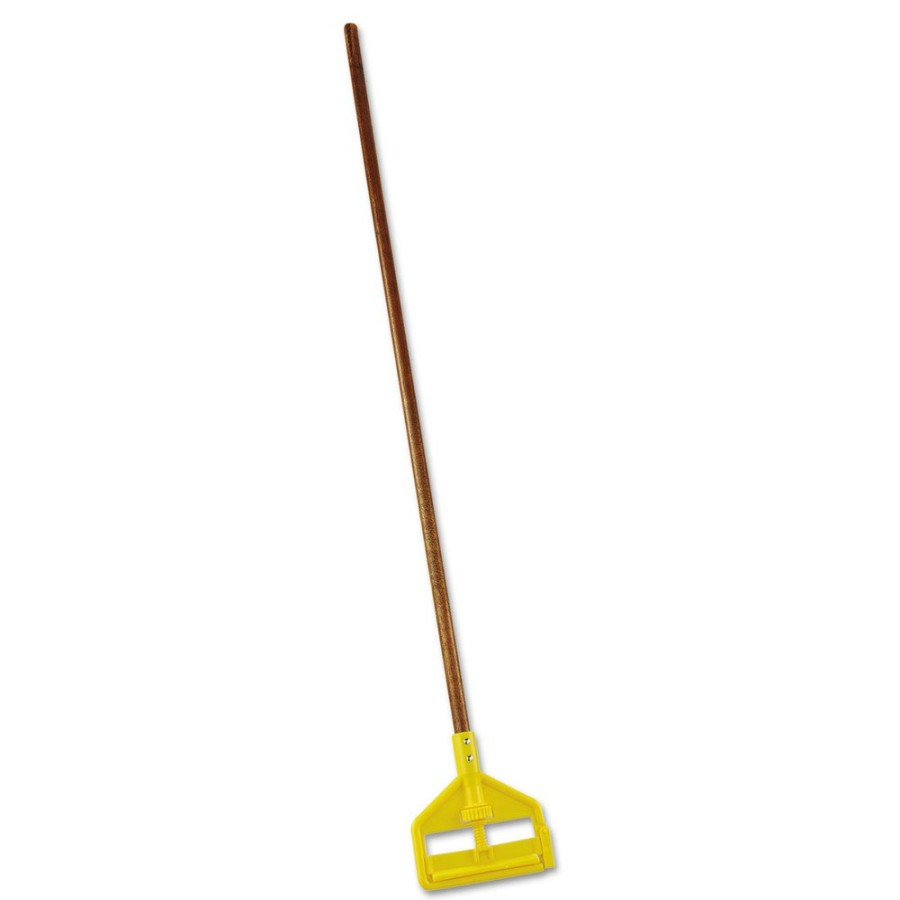 Facility Maintenance & Supplies Rubbermaid Commercial Cleaning Tools | Rubbermaid Commercial Fgh115000000 54 In. Invader Wood Side-Gate Wet-Mop Handle - Natural/Yellow