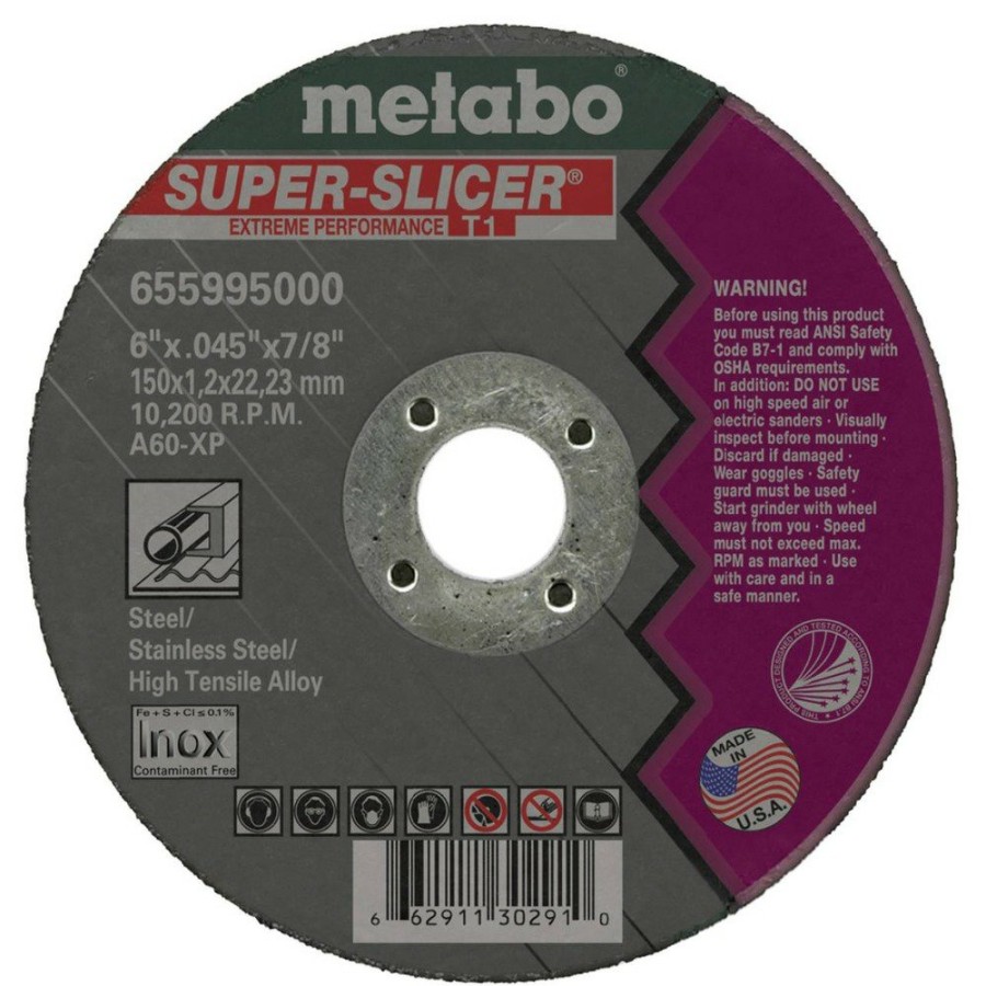 Power Tool Accessories Metabo Grinding Wheels | Metabo Us655995050 50-Piece A60Xp Super Slicer T1 6 In. X 0.45 In. X 7/8 In. Cutting Wheel Pack