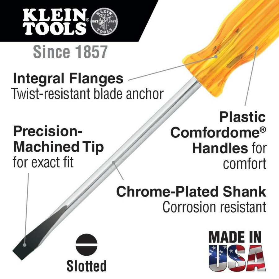 Hand Tools Klein Tools | Klein Tools Bd412 3/8 In. Keystone Tip 12 In. Square Shank Screwdriver