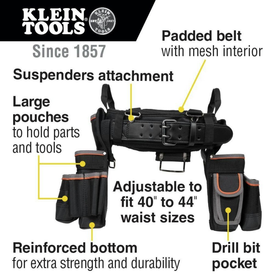 Tool Storage Klein Tools | Klein Tools 55429 Tradesman Pro Electrician'S Tool Belt - Extra Large