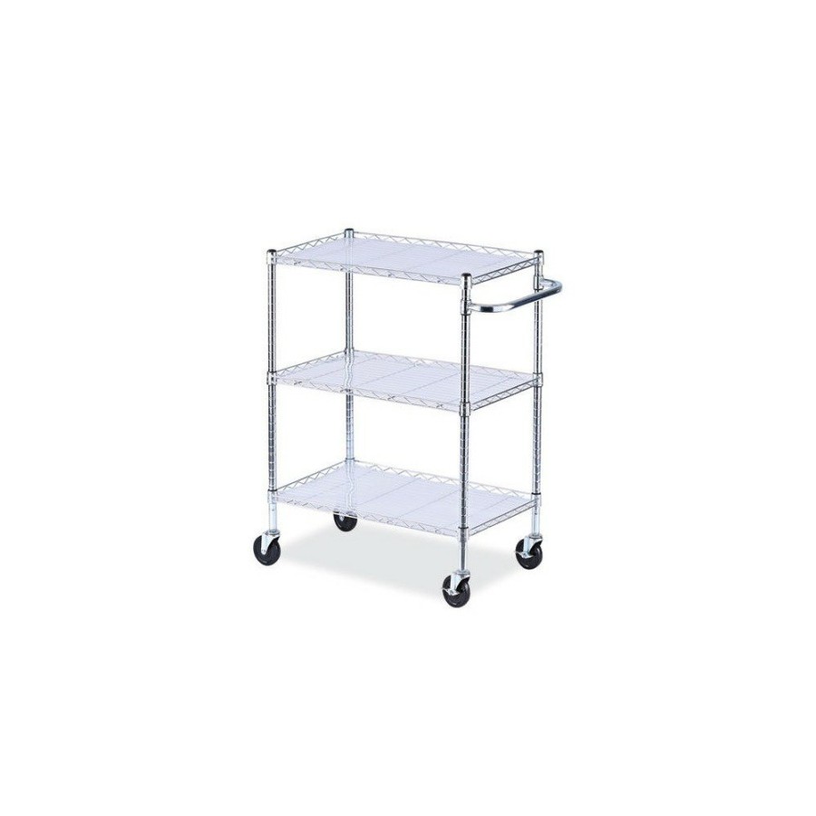 Facility Maintenance & Supplies Alera Cleaning Carts | Alera Alesw333018Sr 34.5 In. X 18 In. X 40 In. 600 Lbs. Capacity 3-Shelf Wire Cart With Liners - Silver