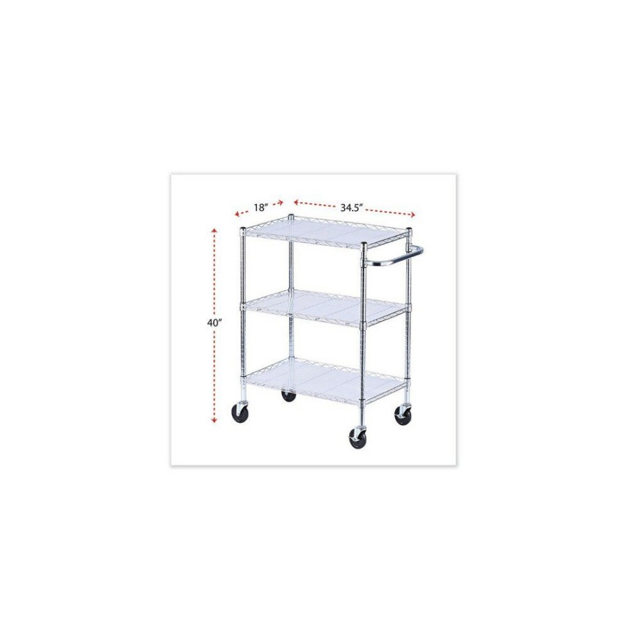 Facility Maintenance & Supplies Alera Cleaning Carts | Alera Alesw333018Sr 34.5 In. X 18 In. X 40 In. 600 Lbs. Capacity 3-Shelf Wire Cart With Liners - Silver