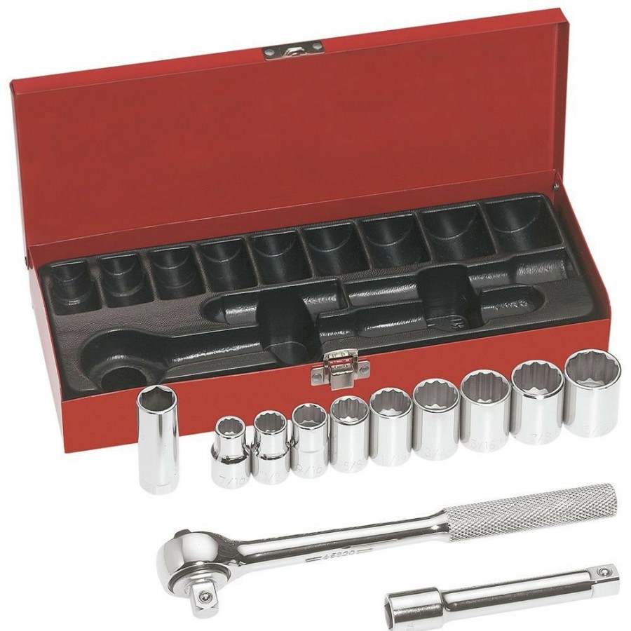 Hand Tools Klein Tools Socket Sets | Klein Tools 65510 12-Piece 1/2 In. Drive Socket Wrench Set