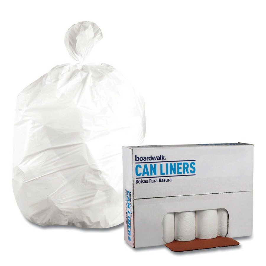 Facility Maintenance & Supplies Boardwalk | Boardwalk H8046Hwkr01 Low-Density 45 Gallon 0.6 Mil 40 In. X 46 In. Waste Can Liners - White (25 Bags/Roll, 4 Rolls/Carton)