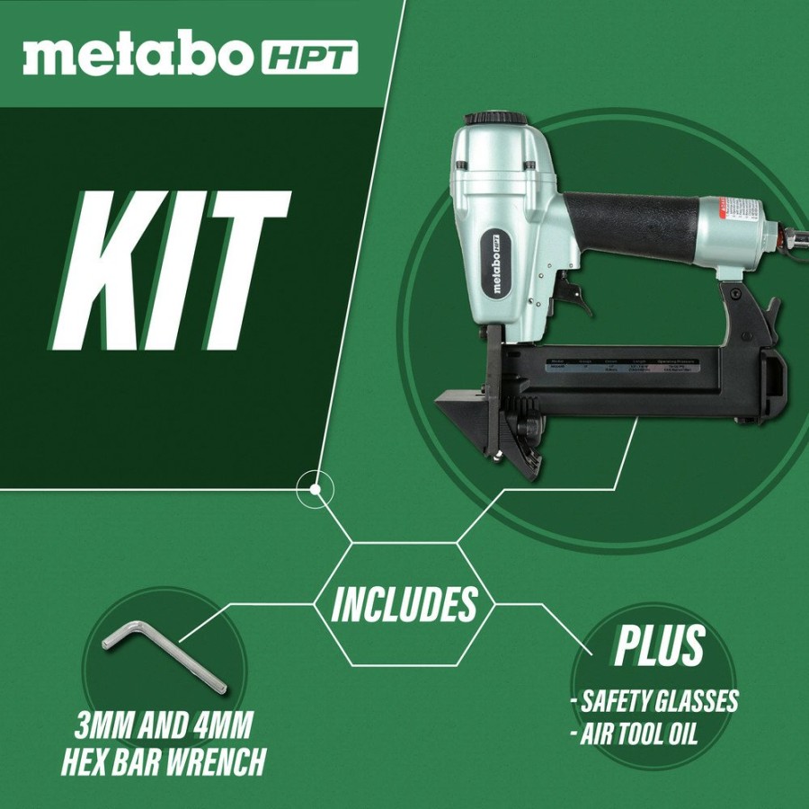 Air Tools And Equipment Metabo HPT Pneumatic Staplers | Metabo Hpt N4004Abm 1-9/16 In. 18-Gauge 1/4 In. Crown Pneumatic Pro Flooring Stapler