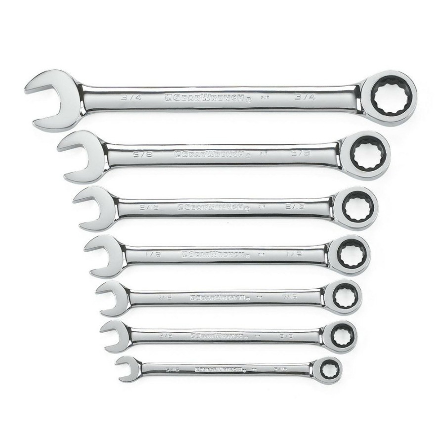 Hand Tools GearWrench Ratcheting Wrench Sets | Gearwrench 9317 7-Piece Sae Combination Ratcheting Wrench Set