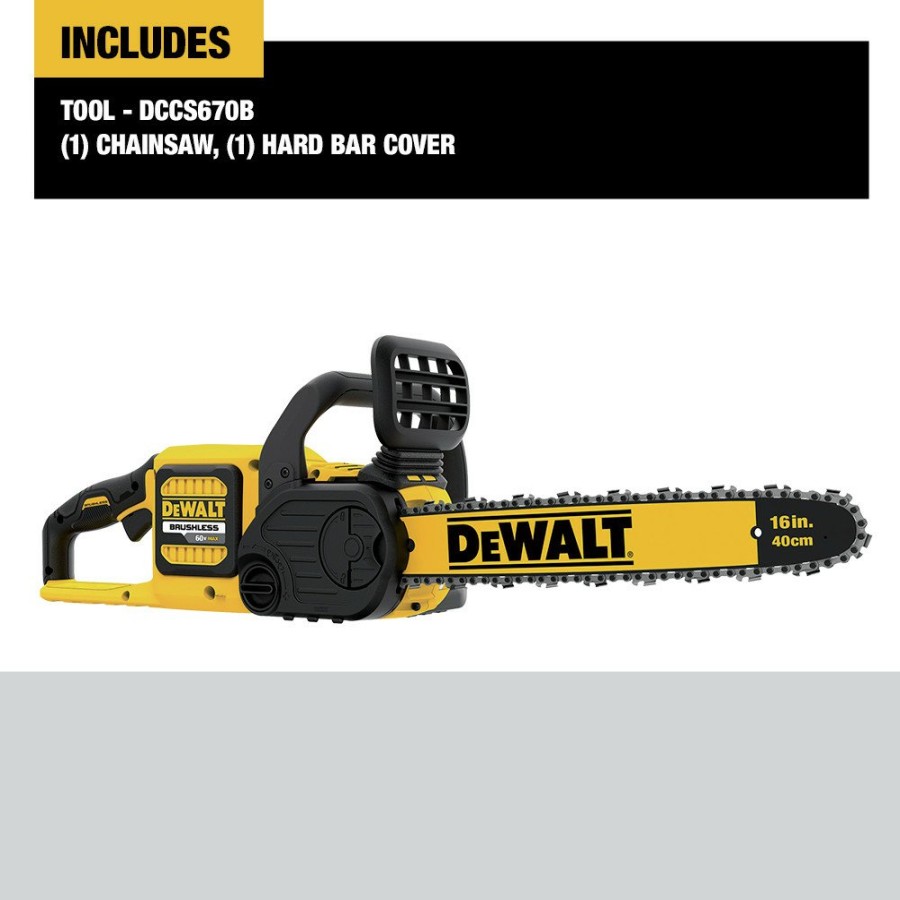 Outdoor Power Tools & Equipment Dewalt | Dewalt Dccs670B 60V Max Brushless 16 In. Chainsaw (Tool Only)