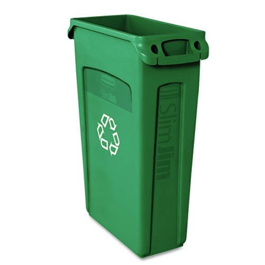 Facility Maintenance & Supplies Rubbermaid Commercial | Rubbermaid Commercial Fg354007Grn 23 Gallon Slim Jim Recycling Container With Venting Channels - Green