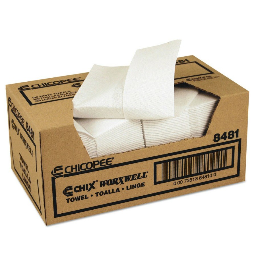 Facility Maintenance & Supplies Chicopee | Chicopee 8481 13 In. X 15 In. Z Fold Durawipe Shop Towels - White (100/Carton)