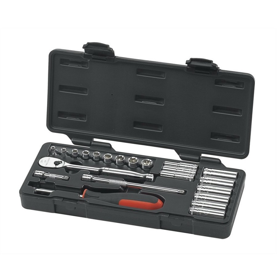 Hand Tools GearWrench Socket Sets | Gearwrench 80327 22-Piece 6 And 12-Point Metric 1/4 In. Drive Socket Set