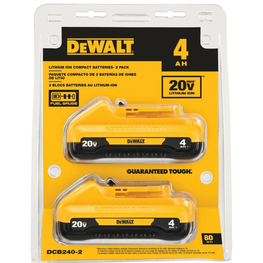 Batteries & Chargers Dewalt | Dewalt Dcb240-2 (2) 20V Max 4 Ah Compact Lithium-Ion Batteries