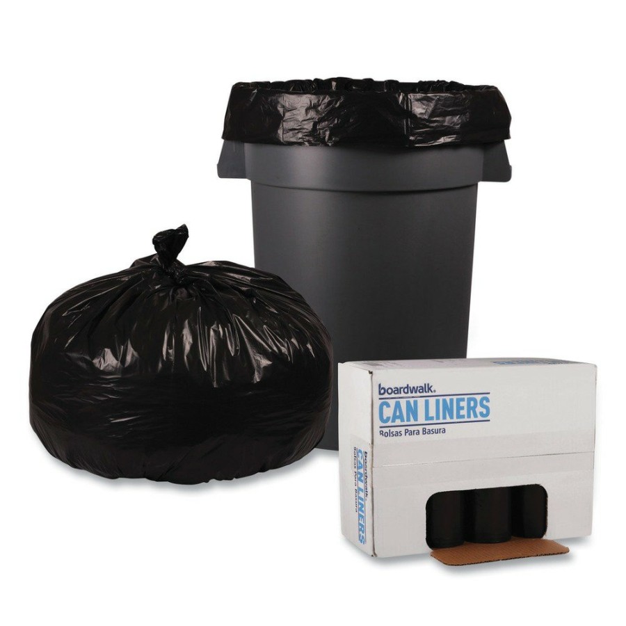 Facility Maintenance & Supplies Boardwalk | Boardwalk Bwk519 38 In. X 58 In. 60 Gal. 1.2 Mil Recycled Low-Density Polyethylene Can Liners - Black (100/Carton)