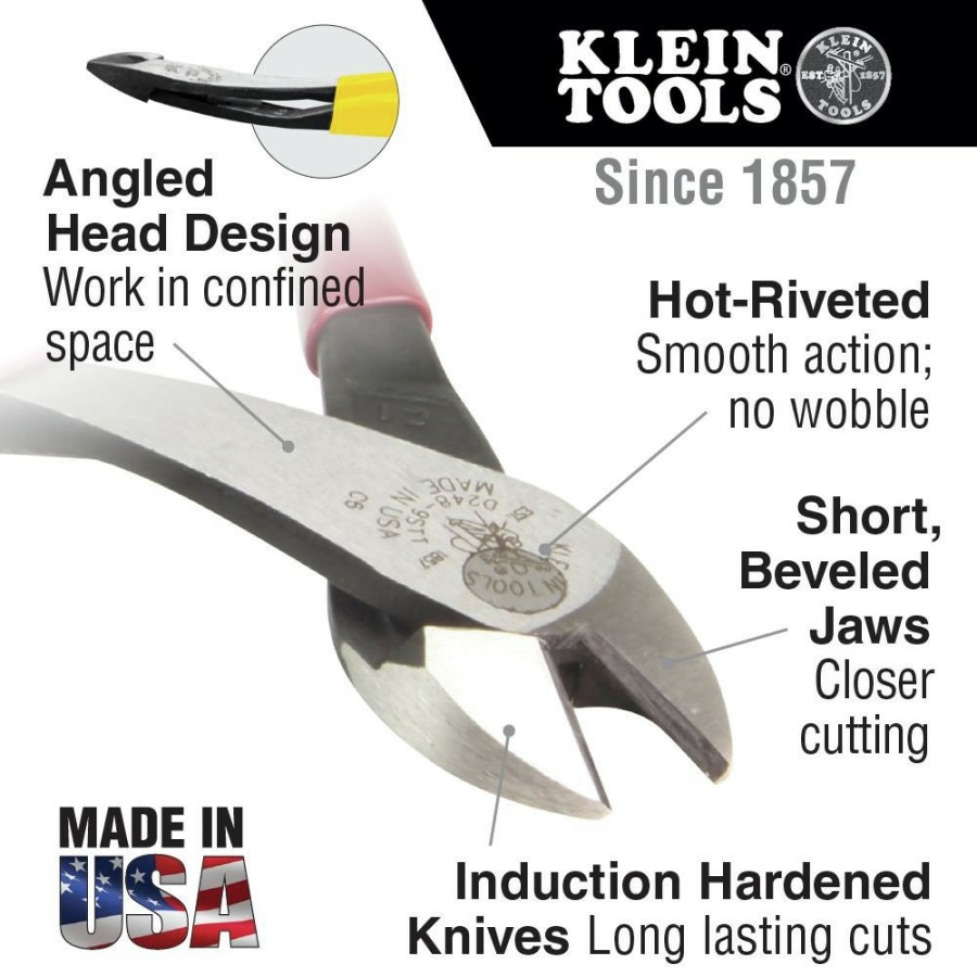 Hand Tools Klein Tools | Klein Tools J248-8 Journeyman 8 In. Angled Head Diagonal Cutting Pliers