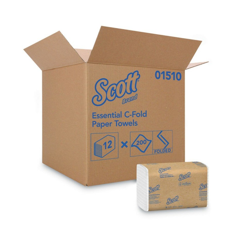 Facility Maintenance & Supplies Scott | Scott 1510 10.13 In. X 13.15 In. 1-Ply Essential C-Fold Towels - White (12 Packs/Carton)