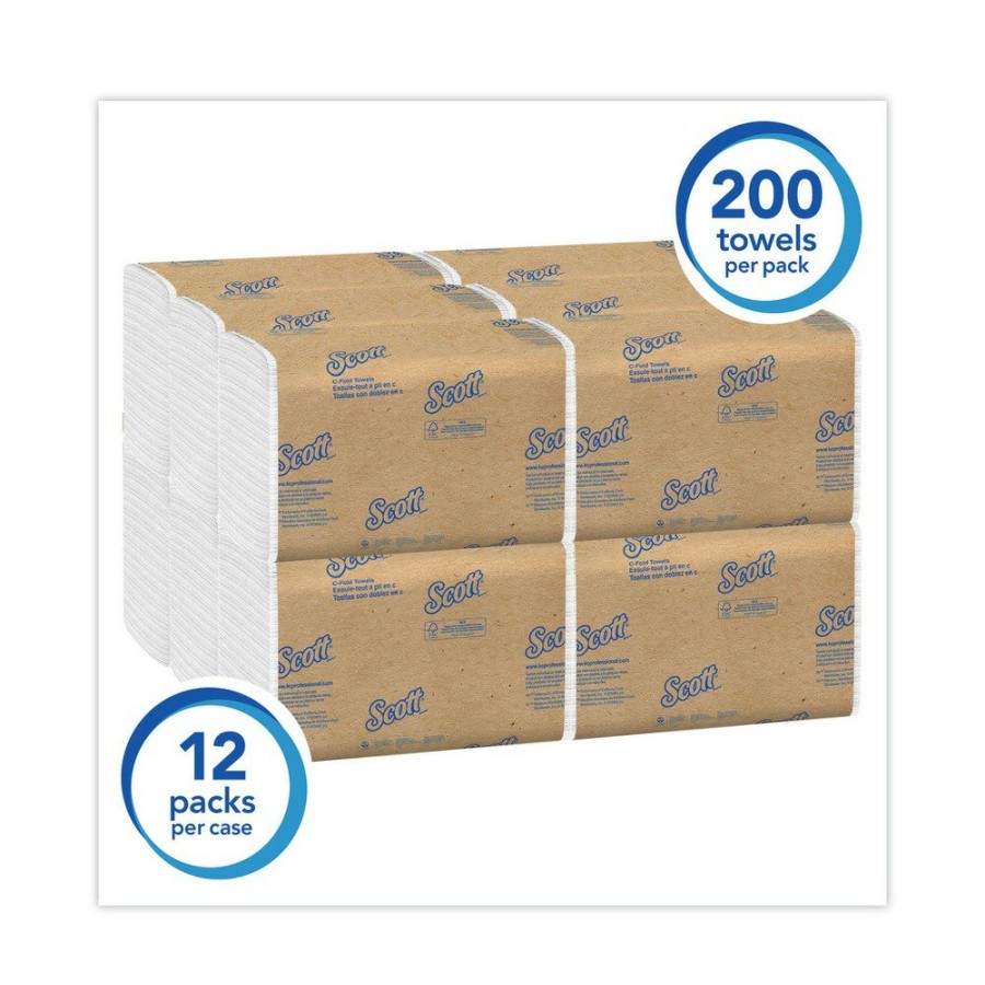 Facility Maintenance & Supplies Scott | Scott 1510 10.13 In. X 13.15 In. 1-Ply Essential C-Fold Towels - White (12 Packs/Carton)