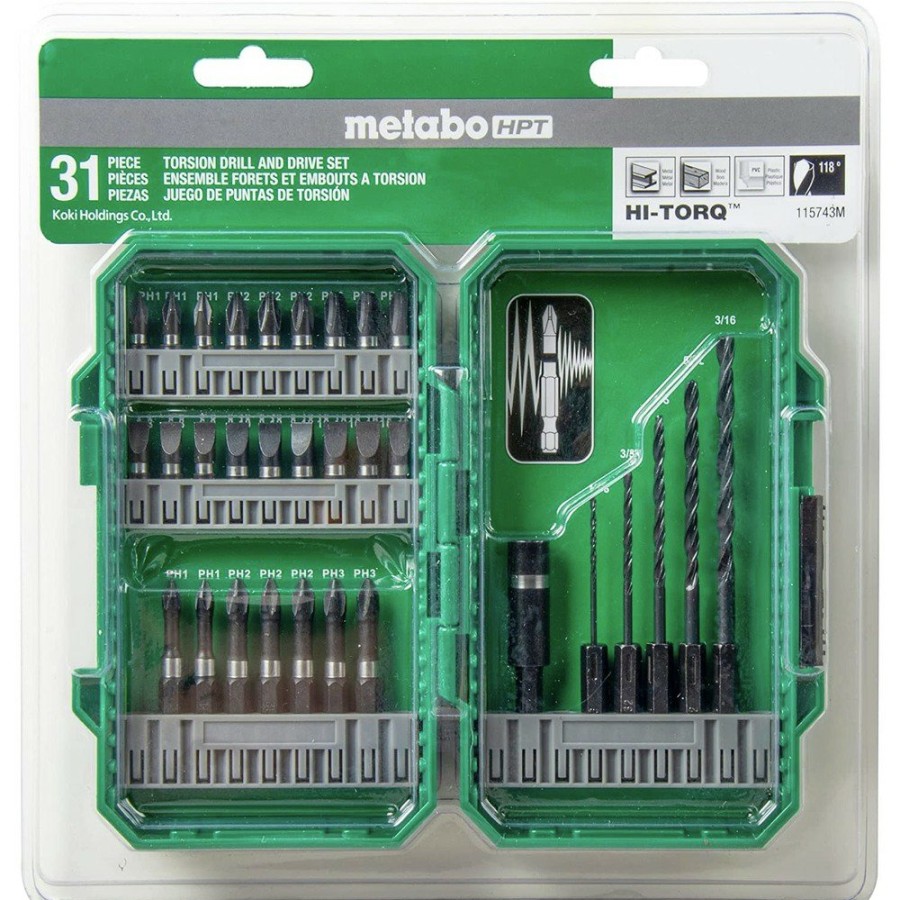 Power Tool Accessories Metabo HPT Bits And Bit Sets | Metabo Hpt 115743M 31-Piece Drill And Drive Bits Set