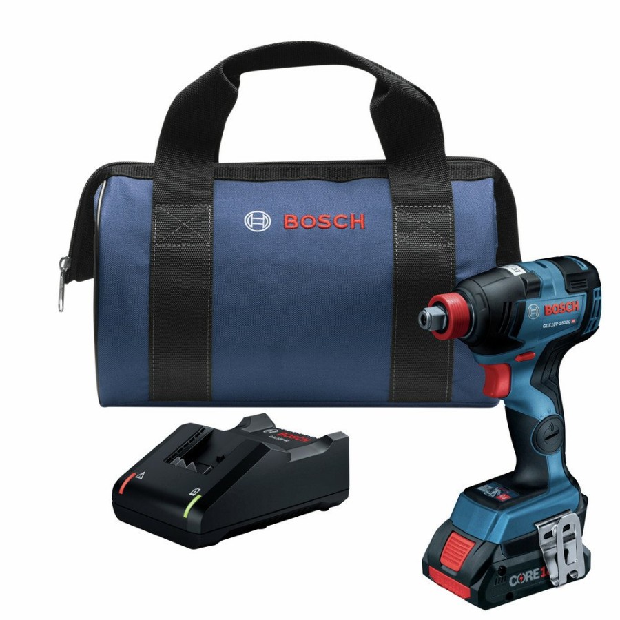 Power Tools Bosch Impact Drivers | Factory Reconditioned Bosch Gdx18V-1800Cb15-Rt 18V Ec Brushless Lithium-Ion 1/4 In. And 1/2 In. Cordless Two-In-One Socket Impact Driver Kit (4 Ah)