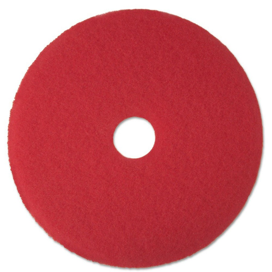 Facility Maintenance & Supplies 3M Cleaners | 3M 5100 14 In. Low-Speed Buffer Floor Pads - Red (5/Carton)