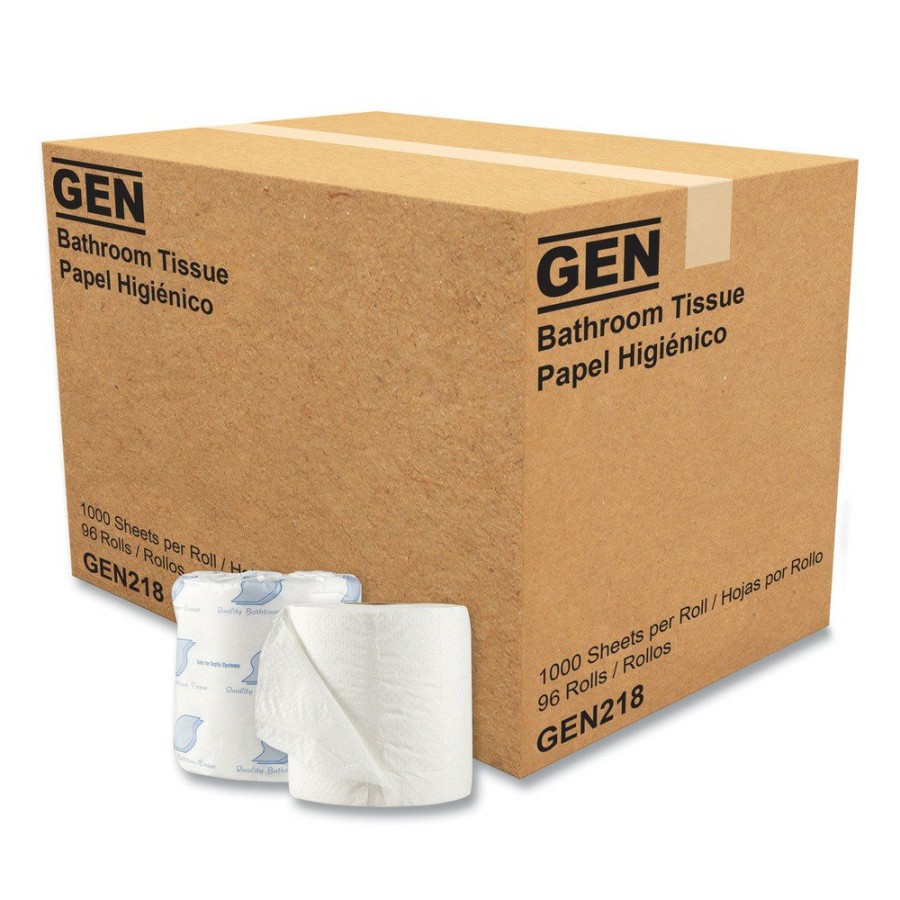 Facility Maintenance & Supplies GEN | Gen Gn218 1-Ply Septic Safe Individually Wrapped Rolls Standard Bath Tissue - White (1000 Sheets/Roll, 96 Wrapped Rolls/Carton)